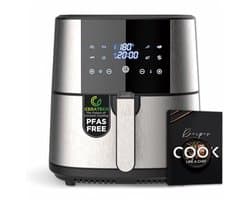 Heteluchtfriteuse - Airfryer - Gezond Koken - Keramische Coating - 6 Liter - Zilver