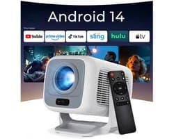BIXc®- Slimme Beamer 1080P met 4K Ondersteuning - Projector met Wi-Fi 6/Bluetooth 5.4 - Ingebouwde Apps - Draagbaar