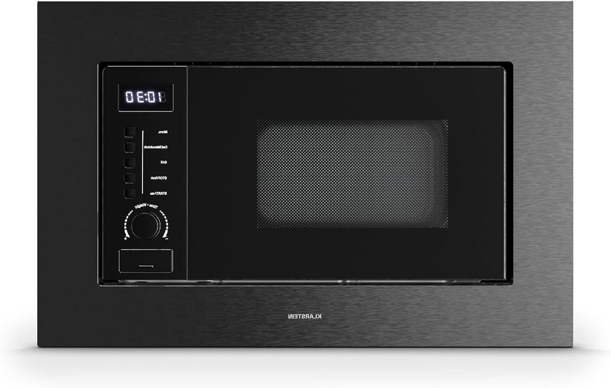 Inbouwmagnetron met grill - Keukenapparaat - Snel gerechten bereiden - 8 programma's - 20 liter inhoud - Zwart roestvrij — afbeelding 1