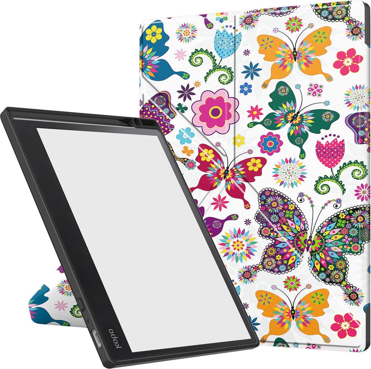 Hoes Geschikt voor Kobo Elipsa 2E - Luxe E-reader Trifold Case - Bescherm Hoesje Book Cover - Vlinders — afbeelding 1