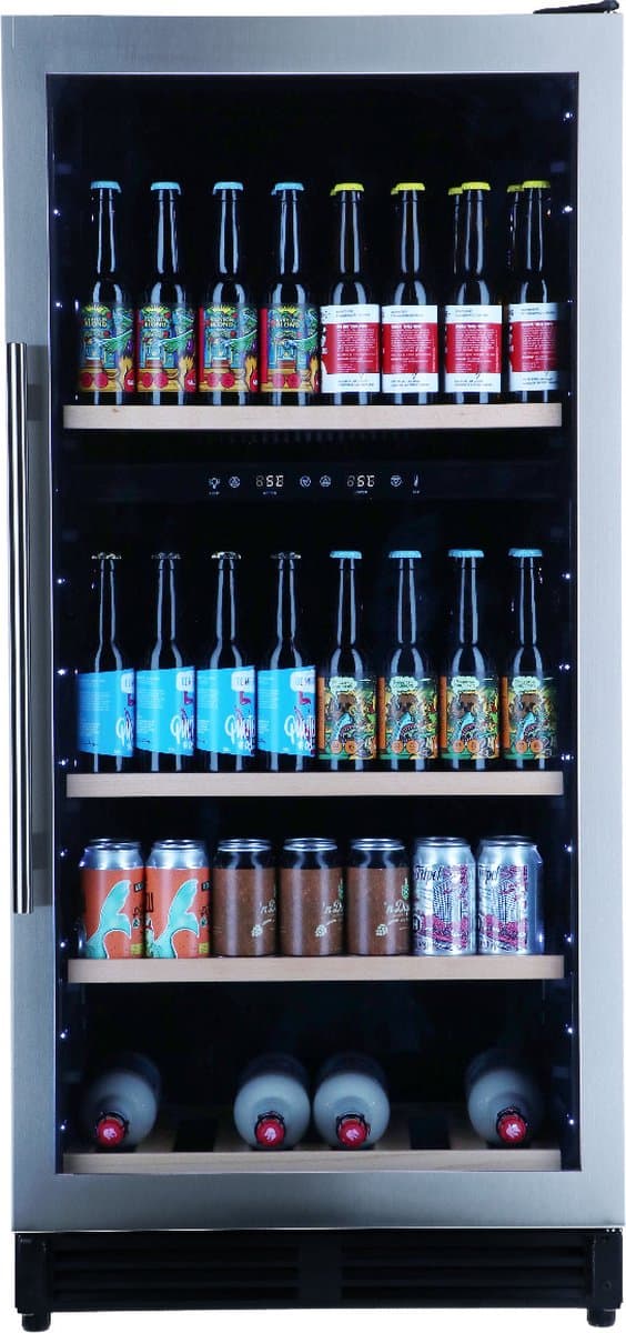 Bierkoelkast Bamberg - glazen deur met RVS rand - 192 flessen - Koelkast horeca - Bier koelkast voor Thuis - Flessenkoelkast- Drank koelkast - Bierkast — afbeelding 1