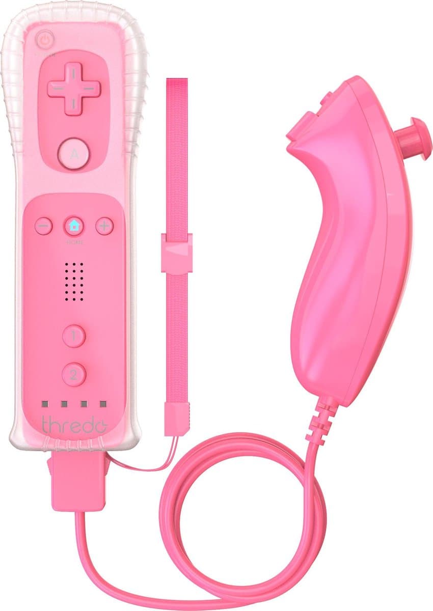 Thredo Remote Controller + Nunchuk voor Nintendo Wii / Wii U (Motion Plus) - Roze — afbeelding 1