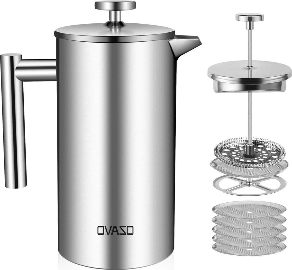 Koffiepot 304 Roestvrij Staal filter French Press System 1L 8 Kopjes - Tweelaags constructie — afbeelding 1