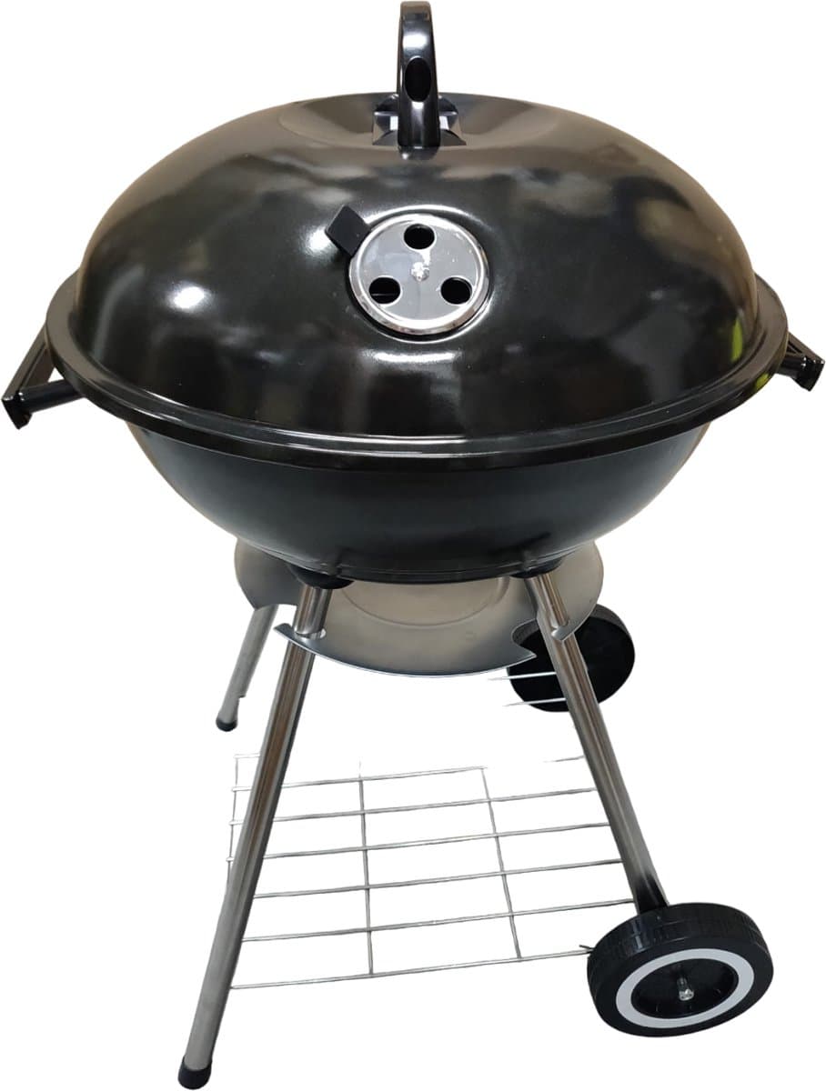 Premfy Luxe Kogelbarbecue - Houtskoolbarbecue - Ronde Barbecue op Wielen - 46x76 cm - Instelbaar Luchtrooster - Grilloppervlak Ø 45 cm - Met As Vanger - BBQ Grill - Kettle - Zwart — afbeelding 1