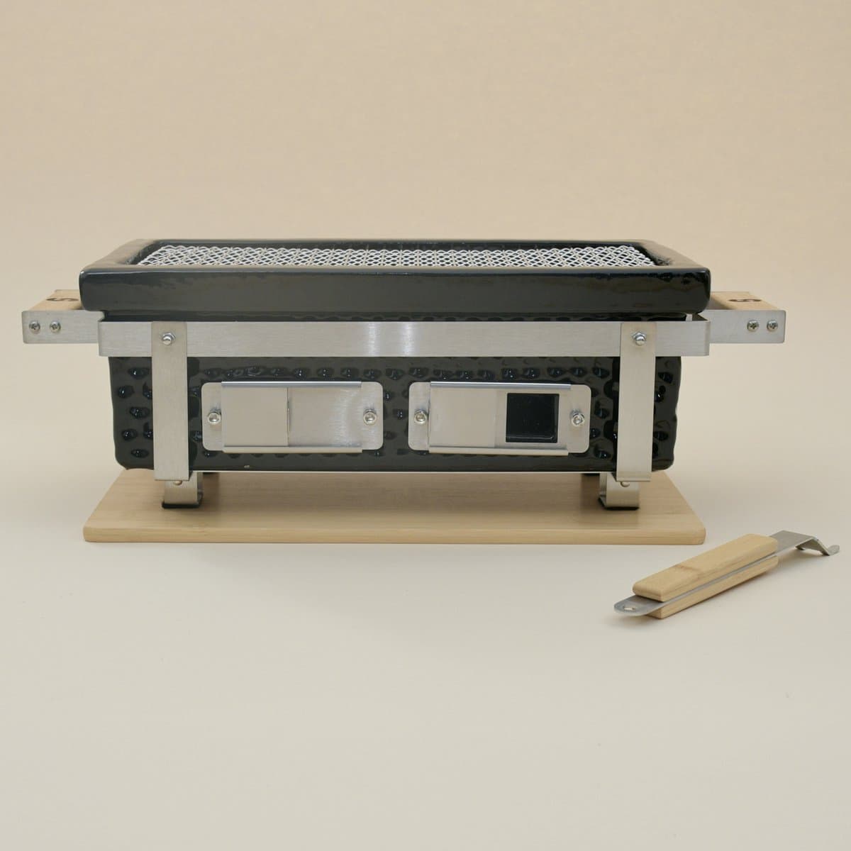 Samurai Grill - Rechthoekige Shichirin BBQ - Seizoenstunter - Tafelgrill - Hibachi - Japanse BBQ Grill - Keramische Yakitori Grill - Geschikt voor Binchotan Houtskool - 2 t/m 6 Personen - Grilloppervlakte 34 x 17,4 cm — afbeelding 1