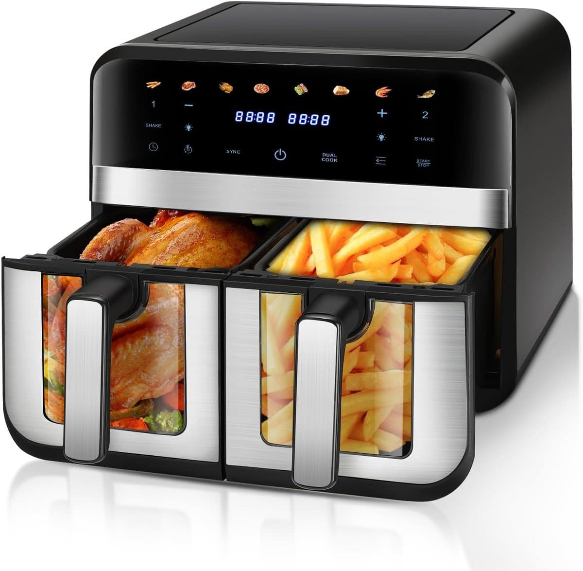 Heteluchtfriteuse XXL met 2 Compartimenten - 9 Liter - 8 Programma's - Olievrij Frituren — afbeelding 1