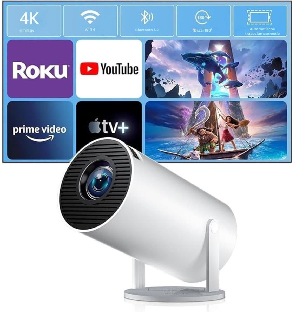 MIRA® Draagbare beamer - Beamer - Projector - Mini Beamer - Wit -10cm x 16cm x 10cm — afbeelding 1