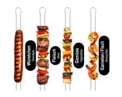 Candala 10x grillspiesjes met handvat - 31 cm dubbele spies van roestv