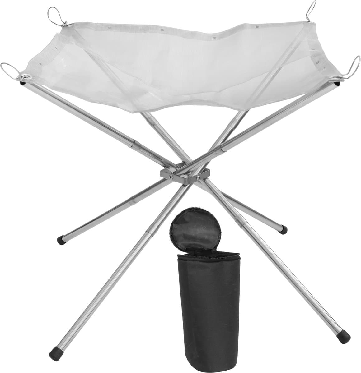 Camping Vuurplaats Driepoot - Vouwbaar RVS Kampvuur Rooster (42x42x32 cm, Zilver) — afbeelding 1