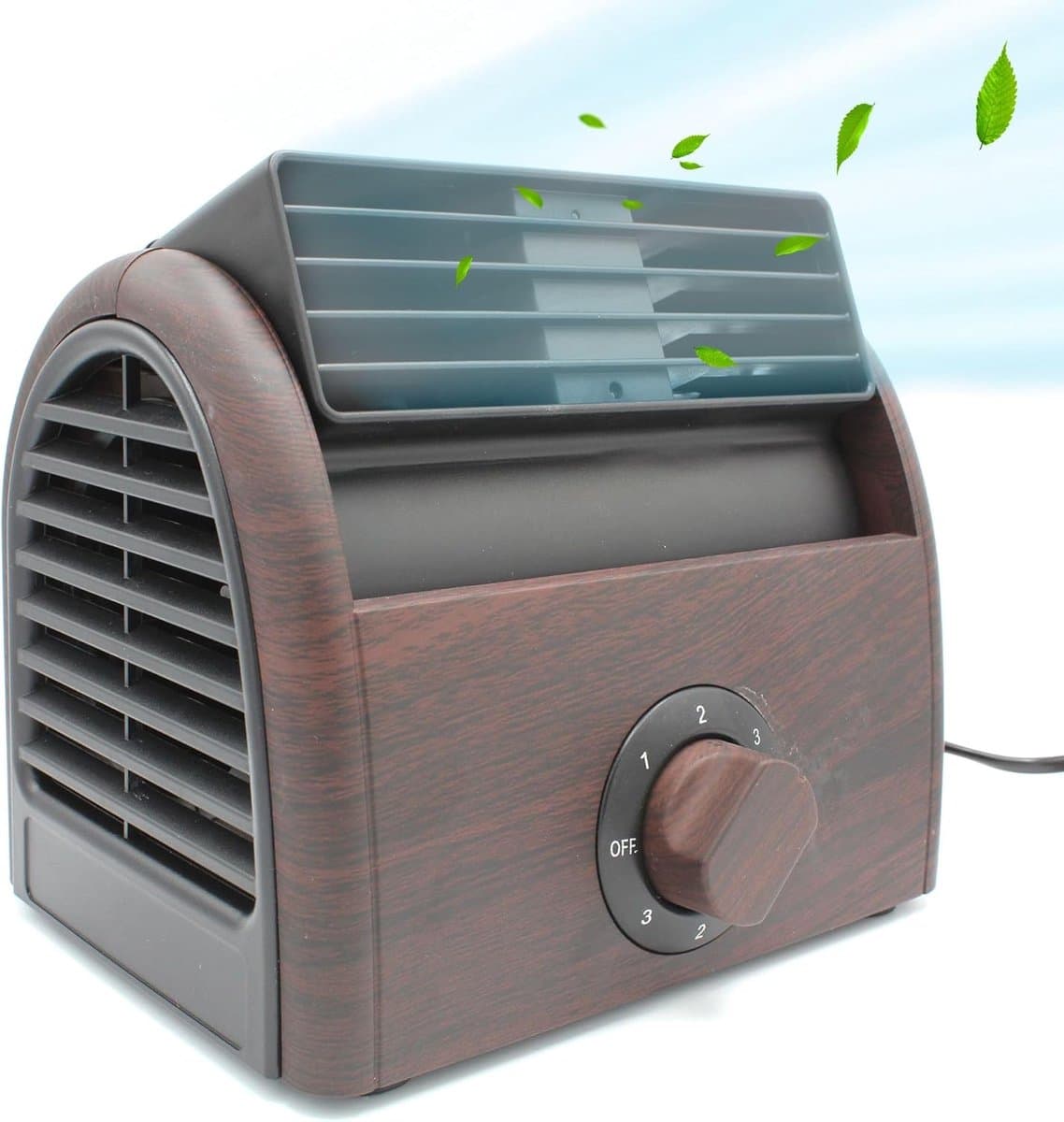 Compacte en krachtige bladloze bureauventilator - centrifugaal bureauventilator, dubbele turbine, 30W - 30° rotatieventilatie - 3 snelheidsstanden — afbeelding 1