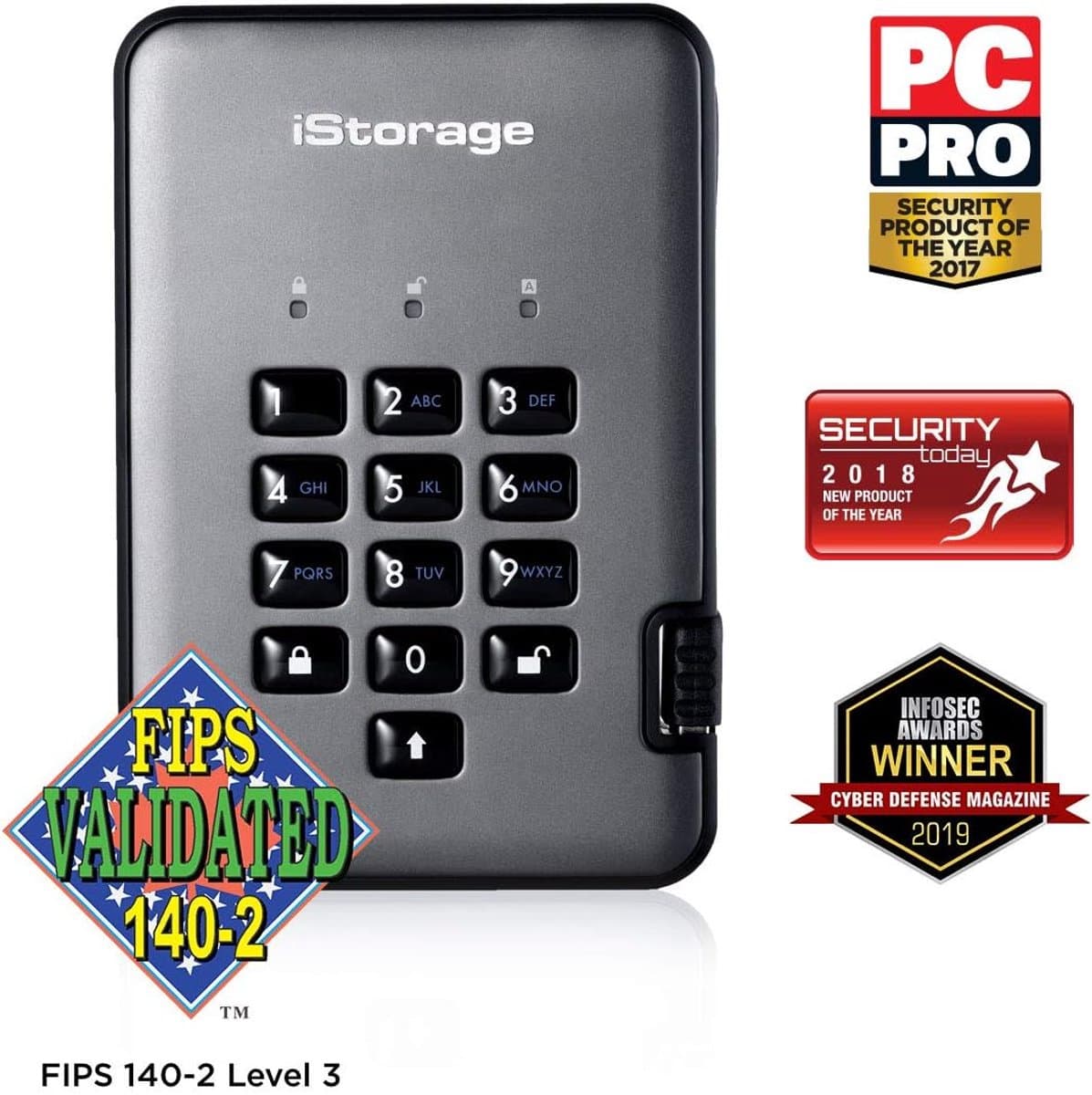 Beveiligde Harde Schijf - Externe Opslag - Data Beschermen - PIN Gecontroleerde Encryptie - 25 inch - Grafiet — afbeelding 1