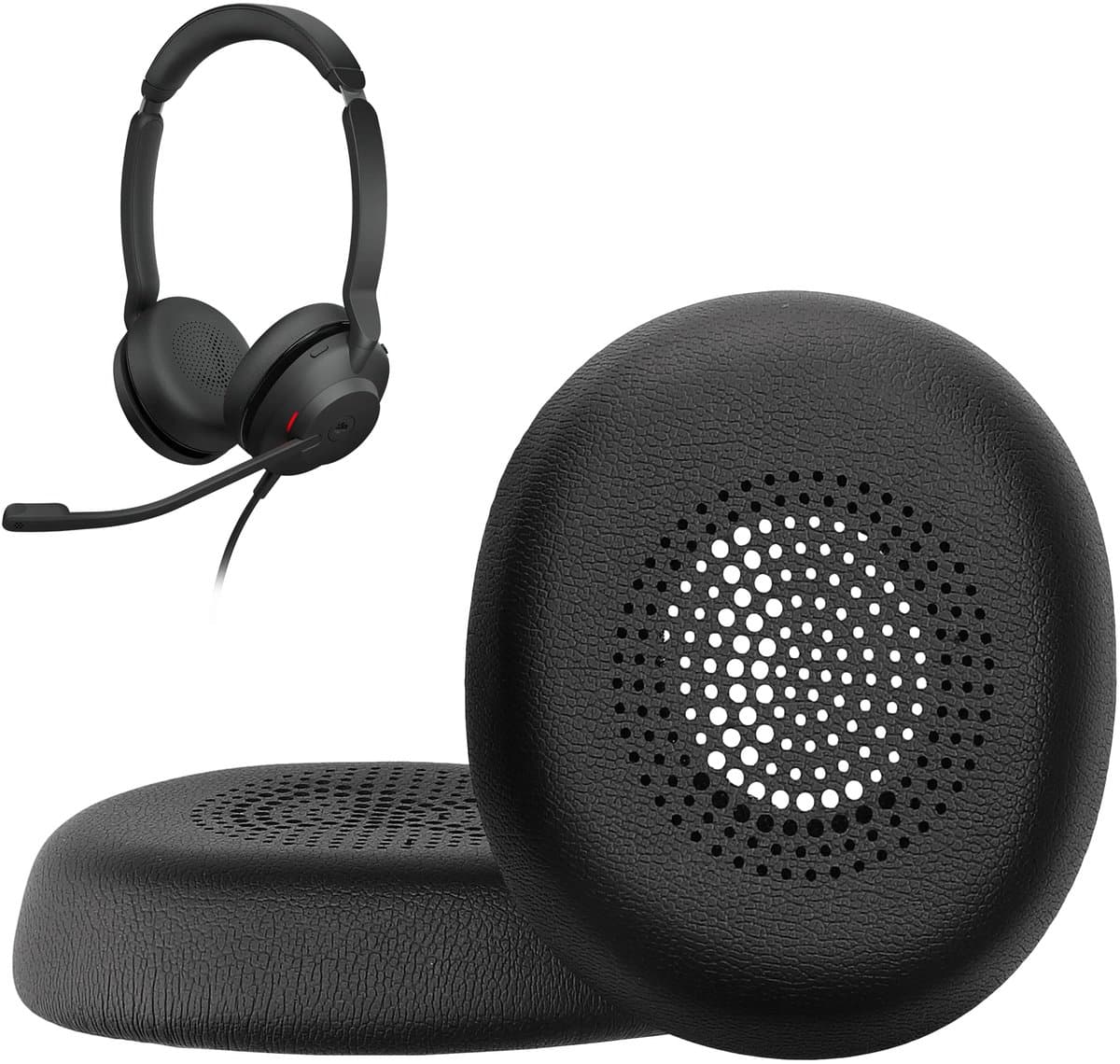kwmobile 2x oorkussens geschikt voor Jabra Evolve 2 30 - Earpads voor koptelefoon in zwart — afbeelding 1
