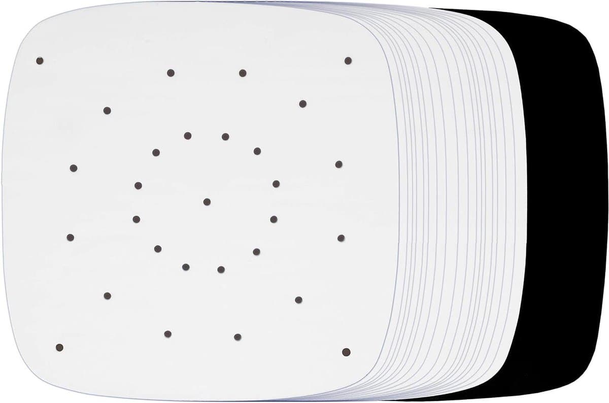 Allecto Olie-absorptie Vellen voor Air Fryer Stoommand - 10 stuks - Geperforeerd - Geschikt voor 7 inch/18 cm - Liners Papier - Vierkant — afbeelding 1