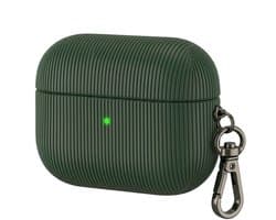 Luxe geribd hoesje voor oordopjes – Vertical Stripe design met sleutelhaak, geschikt voor AirPods Pro 2 (Groen)