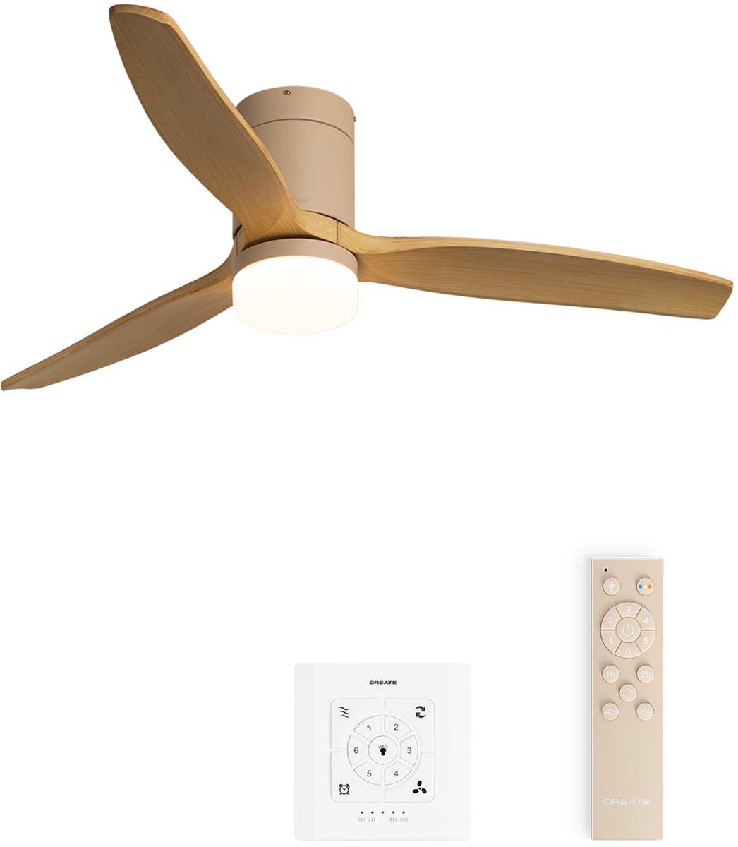 CREATE - Stille 40W plafondventilator met technische ABS bladen in verschillende maten - S - Met licht - Controller voor wandmontage - WIND CALM — afbeelding 1