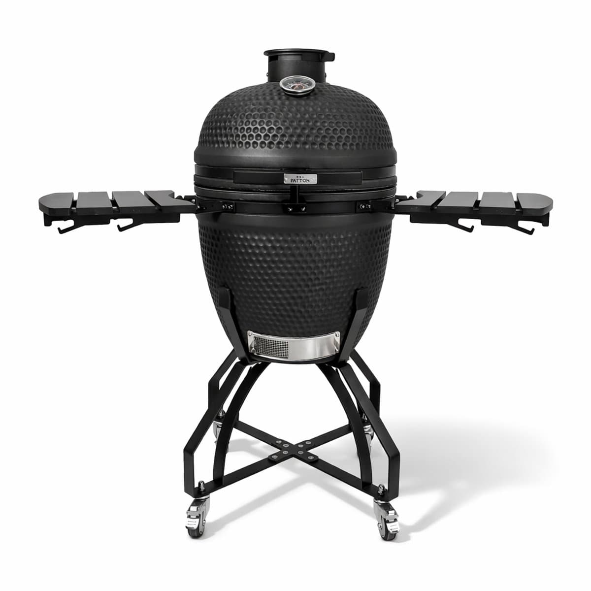 Patton Premium Large 21" Kamado met Onderstel en Zijtafels - Rooster Ø47 cm - Matzwart — afbeelding 1
