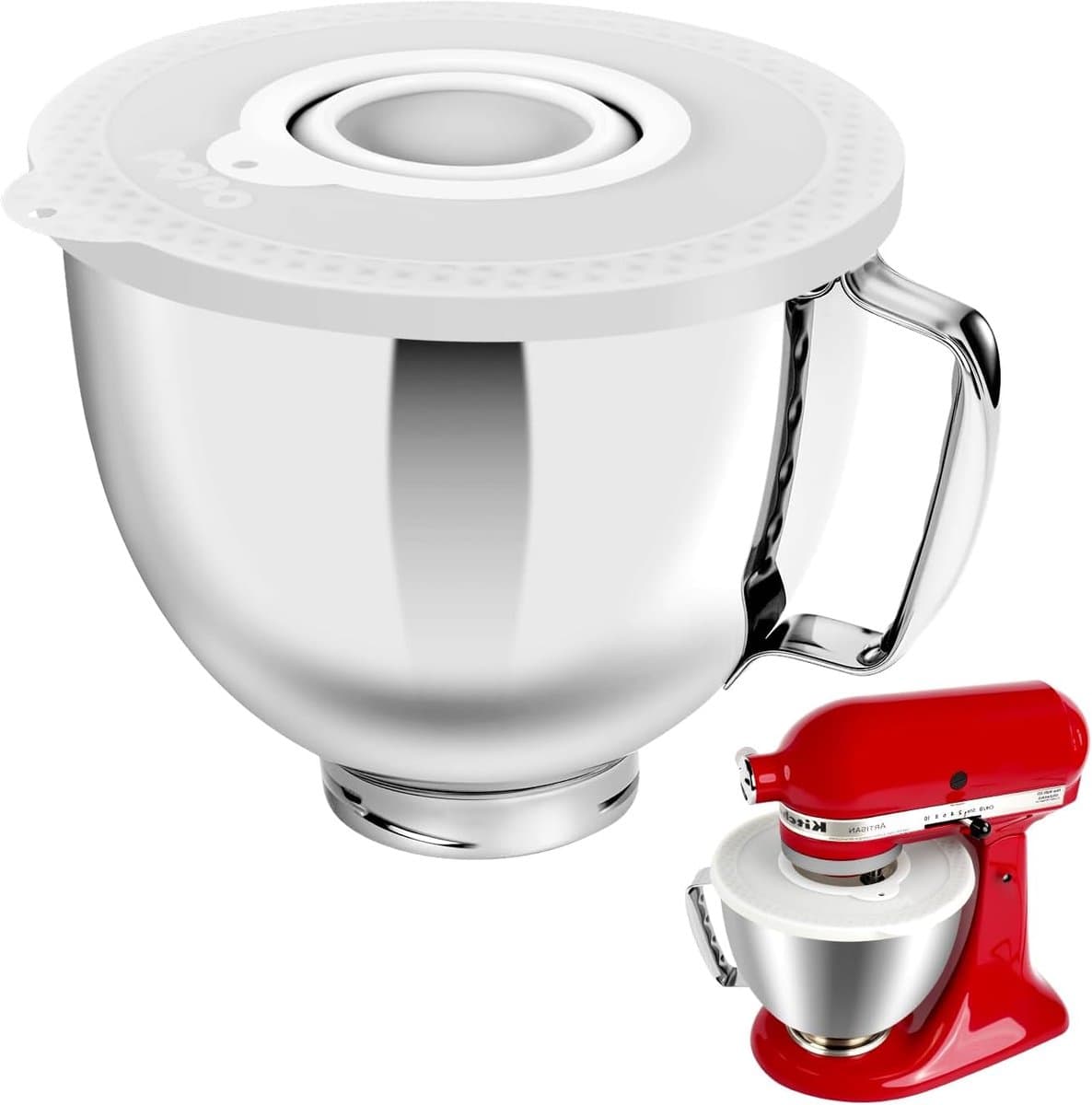 RVS Mengkom - Keukenmachine Kom - Bakken en Mixen - Speciaal Ontworpen - 5 Liter Inhoud - Met Deksel — afbeelding 1
