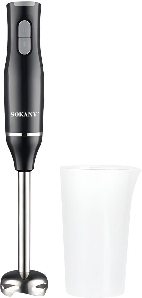 Sokany, Staafmixer 400W met 2 snelheden, roestvrij staal, met beker, Zwart — afbeelding 1