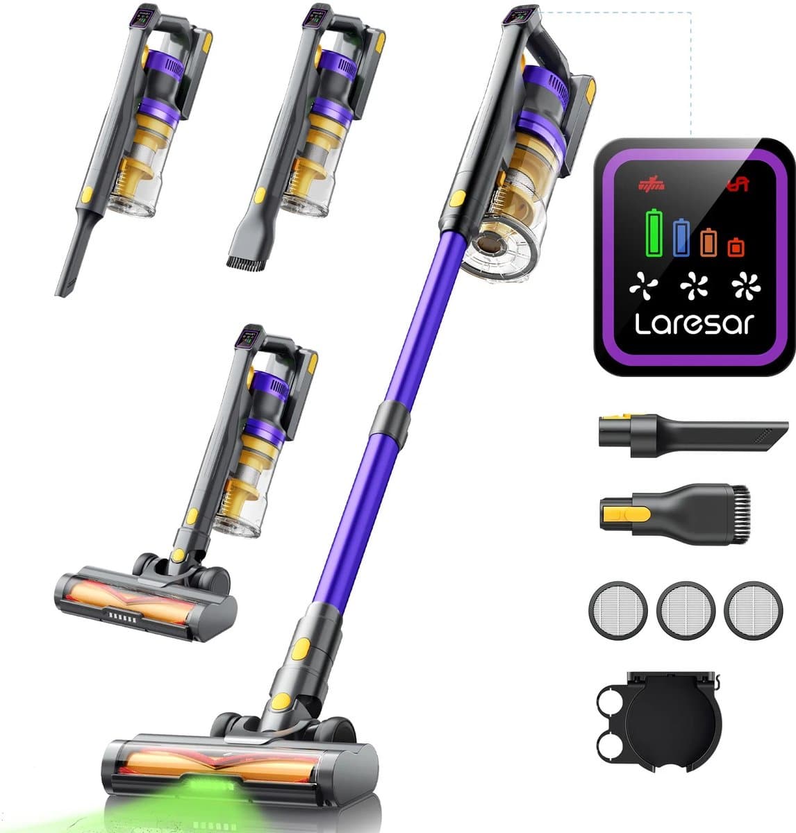 Laresar X11 - Steelstofzuiger Draadloos - Steelstofzuiger Zonder Zak Op Accu - 550W - 55000PA - 2 in 1 - Ook Als Kruimeldief — afbeelding 1