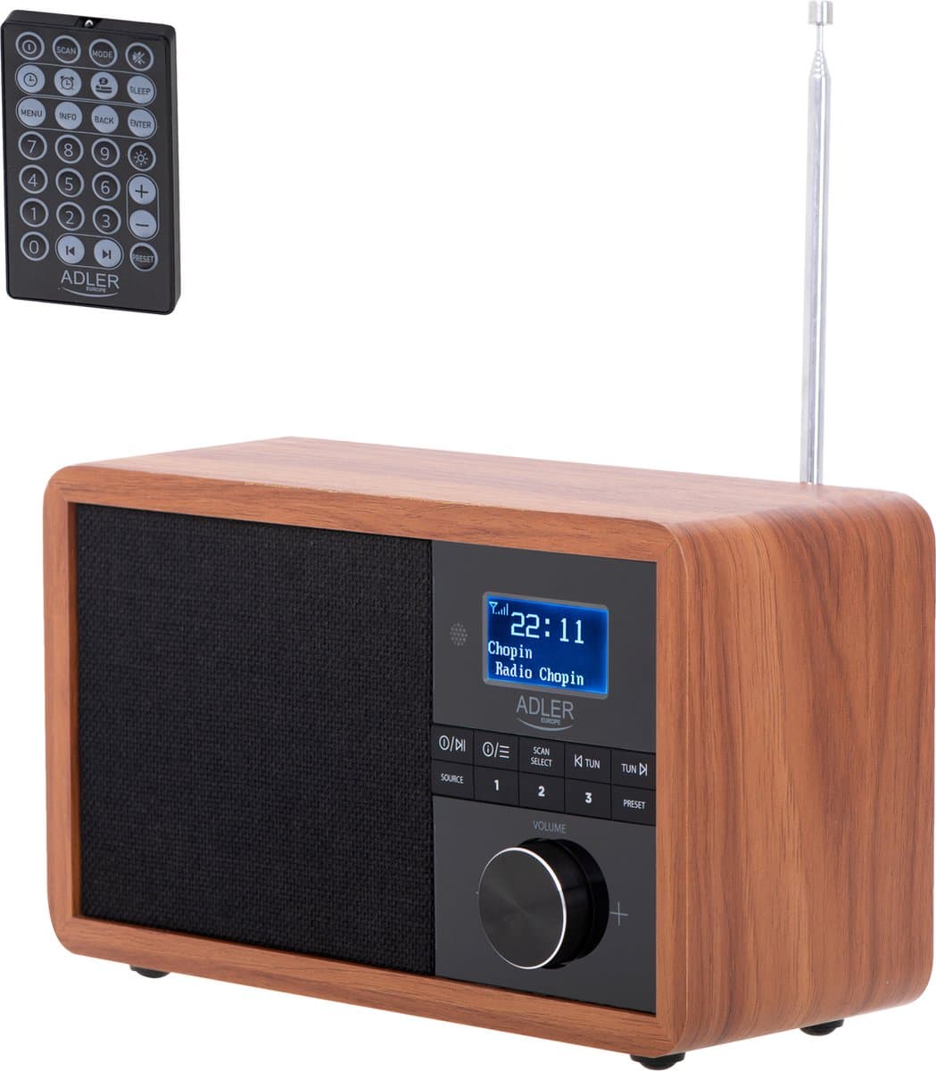 Adler AD 1184 - Retro DAB+, RDS en FM radio - afstandsbediening - Bluetooth - LCD display — afbeelding 1