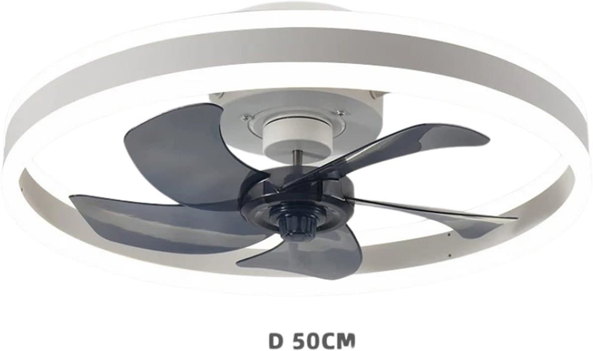 Bovista Plafondventilator - Met Verlichting - Plafond Ventilator - Met Lamp - Plafonniere Met Ventilator - Met Licht - Wit - 50cm — afbeelding 1