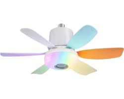 Bovista Plafondventilator - Met Verlichting - Plafond Ventilator - Met Lamp - Plafonniere Met Ventilator - Met Licht - Kleur - 47cm