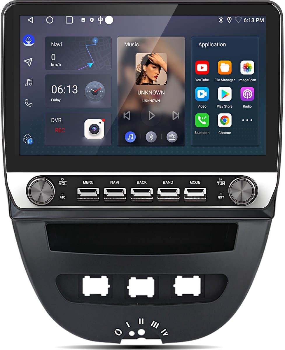 JUNSUN Autoradio - Geschikt voor Peugeot 107 Citroen C1 Toyota Aygo, - Android 15 - 10.1''- 6+128 GB - Draadloos Carplay & Android Auto - GPS Navi & SWC & 4G & Wifi — afbeelding 1