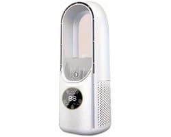 Mobiele Aircooler - Ventilator - Torenmodel - Bladloze Ventilator - Energiezuinige Luchtkoeler - bladloze tafelventilator met ledverlichting - Ventilator - Ingebouwde Luchtreiniger - Zonder Bladen - Wit