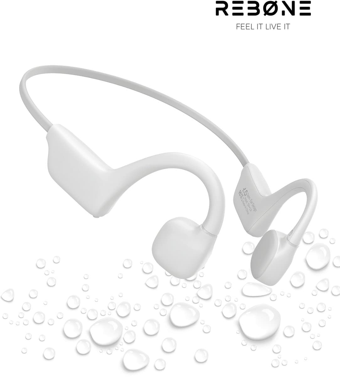REBØNE Core Bone Conduction Headphone Core - Sport Oortjes Draadloos - Hardloop Hoofdtelefoon - Draadloze Bluetooth Koptelefoon - Sportoordopjes - Draadloos - Hardlopen - Open Ear - Wireless - IPX5 waterdicht / Wit — afbeelding 1