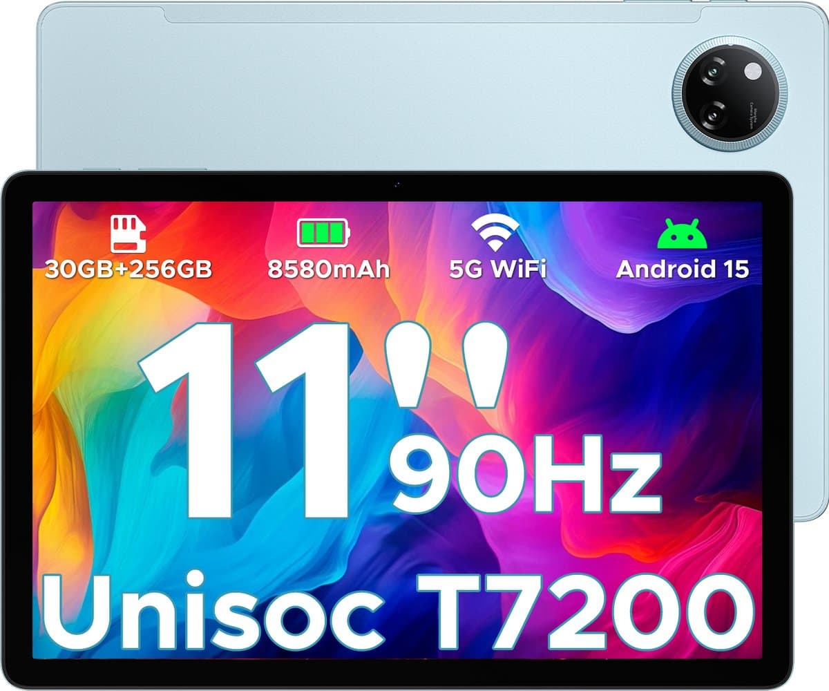 DOOGEE Tab A9 Pro+ - Tablet - 30GB RAM (6GB+24GB) - 128GB ROM(TB/TF)- 11Inth 90Hz HD+ - 8580mAh - Android 15 - Unisoc T7200 - Dual Speakers - Blauw — afbeelding 1