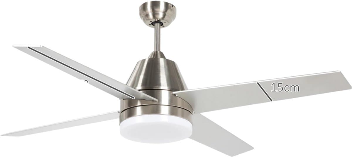 Livano Plafondventilator - Met Verlichting - Plafond Ventilator - Met Lamp - Plafonniere Met Ventilator - Met Licht - Zilver - 130cm — afbeelding 1
