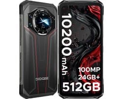 DOOGEE S119 4G - Robuuste Smartphone - Robuuste Telefoon - 24GB RAM + 512GB ROM /2TB TF - 10200 mAh /33W - 6,72'' FHD+ IPS - 1,32 achterkant - 20MP nachtzichtcamera - NFC - Face ID - Drie kaarten - Rood