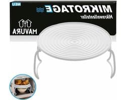 Magnetronstandaard - Magnetrontray - Twee maaltijden verwarmen - Stapelbaar ontwerp - 23.5 cm diameter - Wit