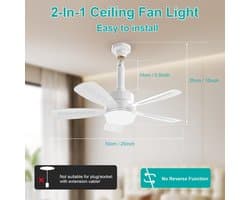 Plafondventilator met Lamp - Ventilatorlamp - Ruimte Koelen - 6 Snelheden - 50cm - Wit