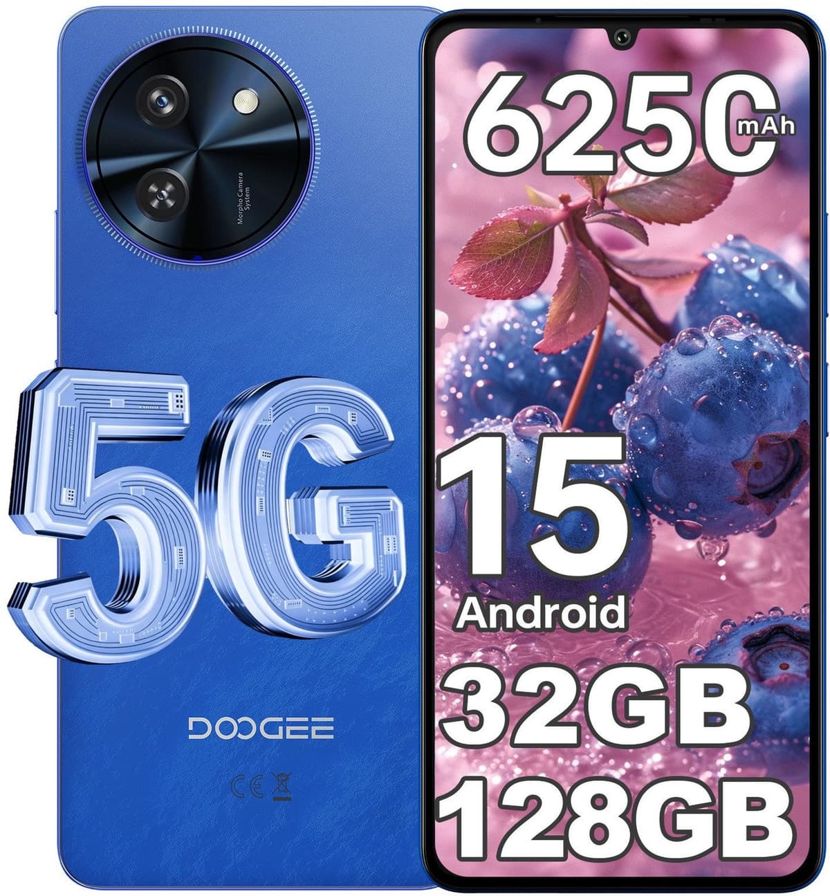 DOOGEE Note 59 5G Smartphone 6,75 inch HD+ 120Hz IPS, 32GB RAM (8GB fysiek +24GB virtueel) 128GB ROM, Android 15, 6250mAh accu — afbeelding 1
