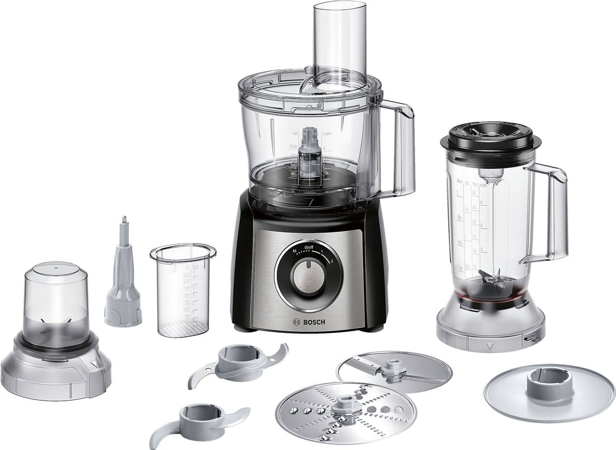 Bosch MCM3531M MultiTalent 3 - Keukenmachine - 800W - Foodprocessor - Veiligheidsdeksel - Zwart/RVS — afbeelding 1