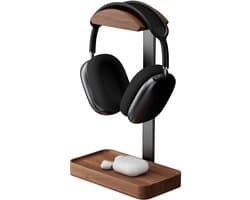 Notenhouten Koptelefoon Standaard - Koptelefoon houder - Headset houder - Gaming Headset Stand - Met Opbergbasis - Hoofdtelefoon Standaard Bureau - Koptelefoon Standaard Universeel