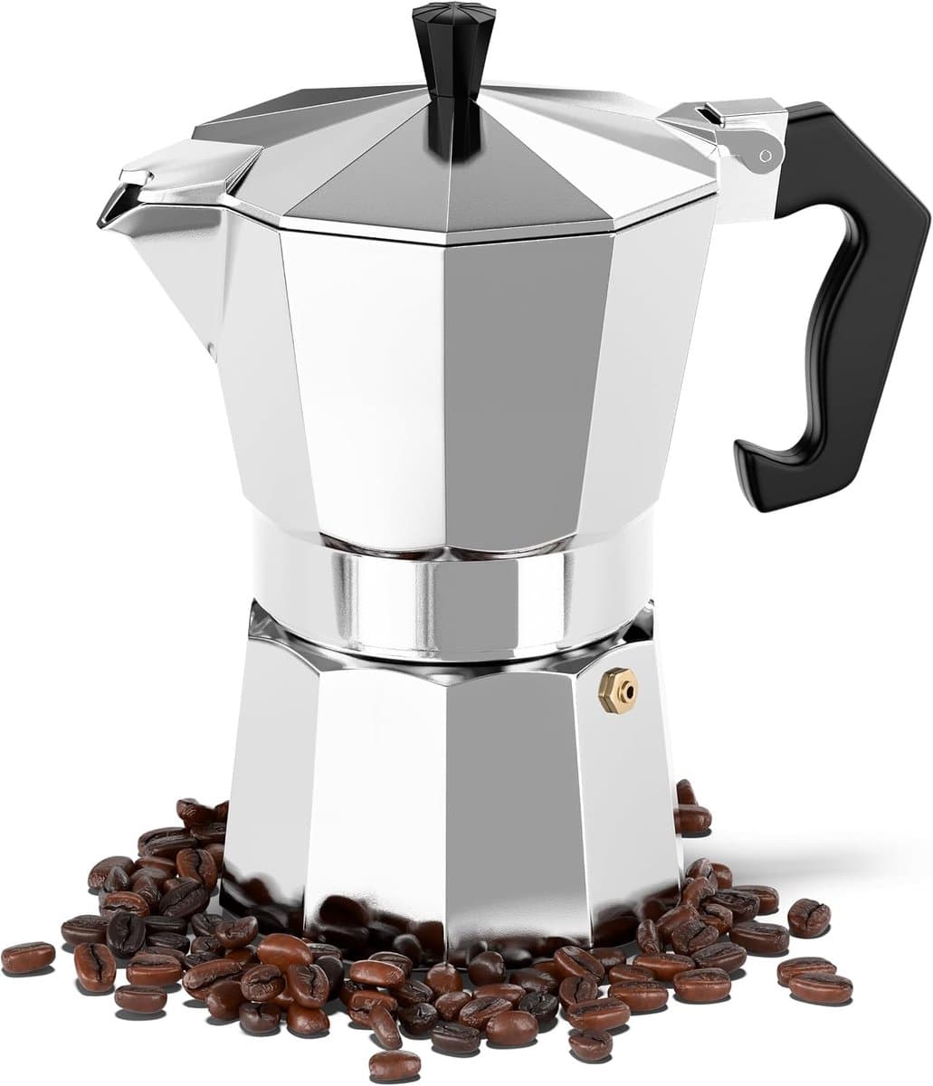 Espressomaker Percolator 300 ml – 6 Kopjes – Aluminium – Klassieke Italiaanse Koffiezetter – Geschikt voor Gas, Elektrisch en Keramisch – Zilver — afbeelding 1