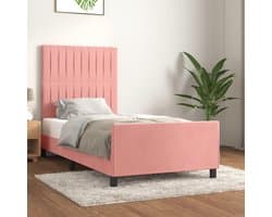 Bedframe van fluweel, roze, 90 x 190 cm