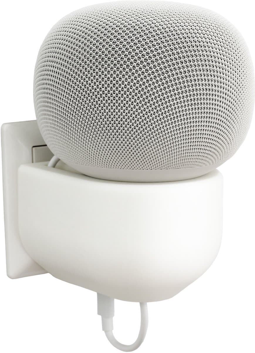 Houder voor Google Home speaker - Wandhouder voor stopcontact - Met kabelbeheer - Wit — afbeelding 1