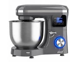 Vivid Green 2000W Keukenmixer - Timer & Automatische Stop - Geschikt voor Zwaar Deeg - 6,2L Mengkom - Keukenmachine - Keukenrobot - Grijs
