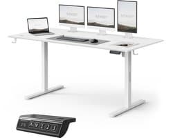 SENSE7 NOJO LIGHT - Elektrisch Verstelbaar Bureau - 160x80 cm - Geheugenfunctie - Zit Sta Bureau - Computertafel - Wit