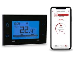 VE793800 Smart WiFi thermostaat, wifi, kamerthermostaat, digitaal programmeerbaar met lcd-display, elektrische vloerverwarming, verwarmingsbesturing via app, zwart