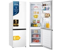 Heinner HC-HS269E++ Koel-vriescombinatie 269 L – Mechanische Bediening – LED-verlichting – Omkeerbare Deur – Wit – 5 Jaar Garantie