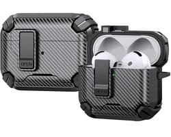 Telestore - AirPods Pro 3 Carbon hard case cover - Carbon hybride zwart hoesje Beschermhoes - AirPods pro 3 Cover - hoesje geschikt voor Apple Airpods pro 3 - zwart - Carbon hard cover - met MagSafe functie