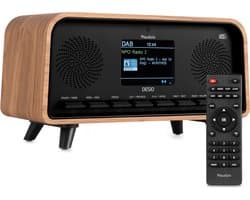DAB radio - Audizio Desio - Retro radio - DAB, DAB+ en FM - Radio met Bluetooth - Houtlook licht