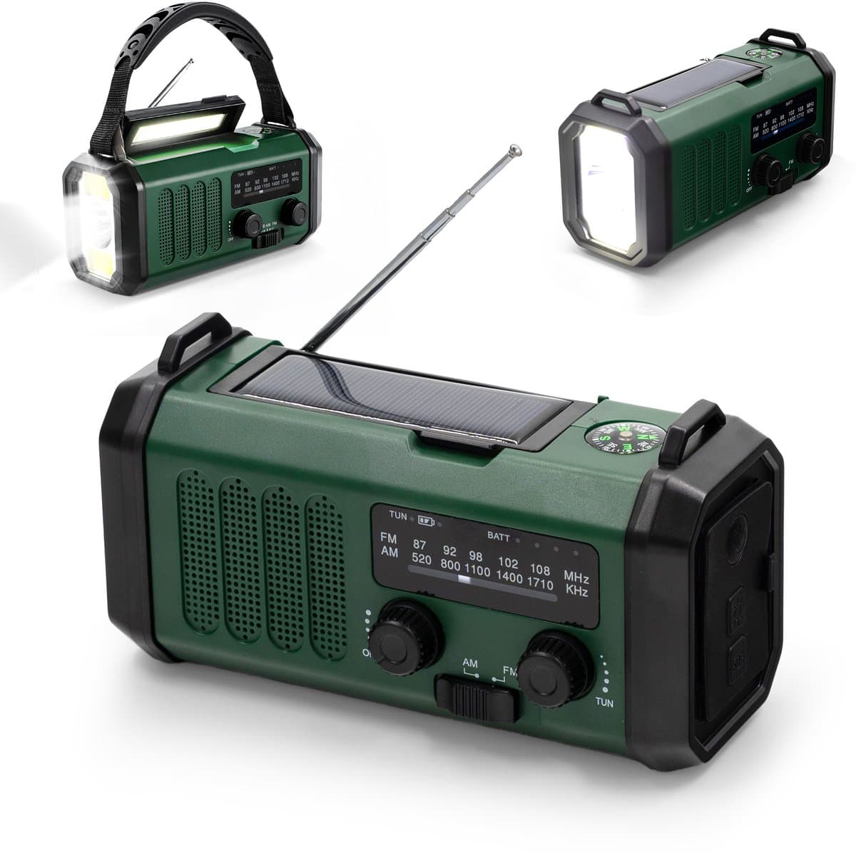 Lion D'or® - Noodradio - 10.000mAH Batterij - Noodradio Solar Opwindbaar - USBC Oplaadbaar - Powerbank - Noodpakket - Noodrantsoen - Draagbare Radio - Groen — afbeelding 1
