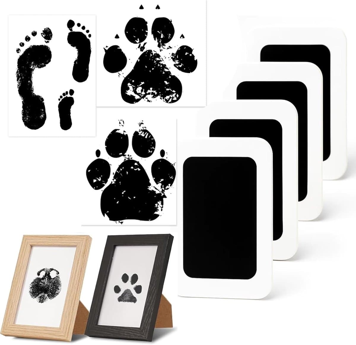 Pawprint Set - Ink Free Nose Print Set - Dog & Cat - Baby Handprint & Footprint Set - Clean Print Set with Frame - Uniek Cadeau Idee — afbeelding 1