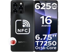 DOOGEE Note 58 Smartphone-32 GB RAM- 128GB ROM- 6.75 Inch- 90 Hz -Dual 4G LTE - Android 16 -AI-camera 16 MP- OTG - Zwart