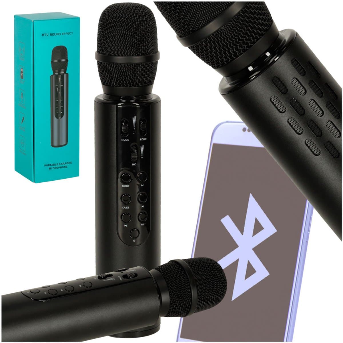 Draadloze Karaoke Microfoon - Bluetooth Karaoke Mic - Zwart - Inclusief Speaker Reverb en Muziekbediening - Ondersteunt Bluetooth en AUX - 2000mAh Accu - Voor Feestjes Zang en Entertainment — afbeelding 1